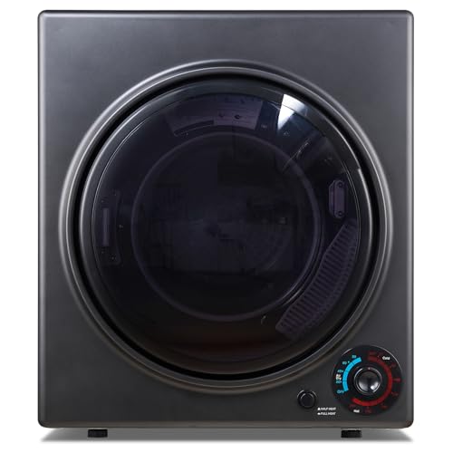 CTT Portable Clothes Dryer 3.5 cu.ft, 1500W Compact Dryer for Apartment, Front Load Laundry Dryer Machine with Stainless Steel Tub & 4 Automatic Drying Mode, RVs, Dorms, Black