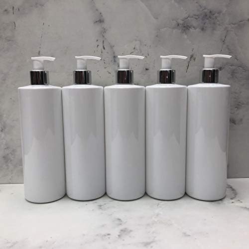 500ml Dispenser Pump Bottle White PET Plastic Bottle Silver/White Lotion Pump Mrs Hinch Customisable DIY Refillable Bathroom Hand Lotion Soap Bottle (3)
