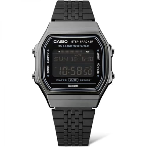 Image of Casio ABL-100WEGG-1BEF Vintage Digital Watch with Bluetooth, Water Resistant, Black, gold, Strap
