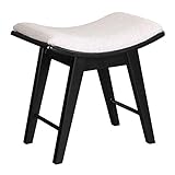 SONGMICS Vanity Stool, Modern Makeup Dressing Stool with Concave Seat Surface, Padded Bench with Rubberwood Legs, Capacity 286lb, Easy Assembly, Black URDS51BK