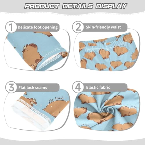 senya Girls Printed Leggings Yoga Pants Capybara I'm So Tired Pattern for Kids in 4t to 10 Years, 4T3
