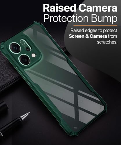 Image of WOW IMAGINE Shock Proof Clear Protective Back Case for Oppo Reno 14 5G - AirEDGE Technology | 360 Degree Camera Protection | Transparent Hybrid Back Case Mobile Cover - Green