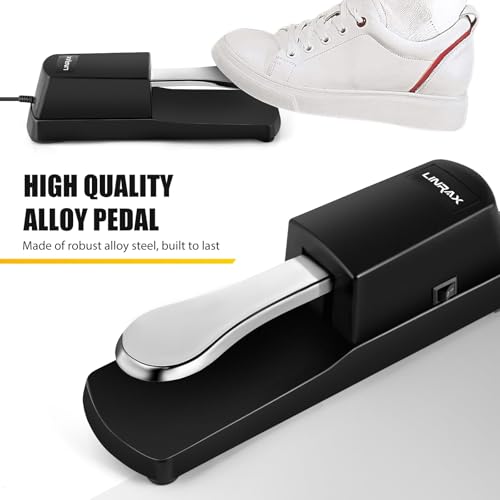 Linrax LP1 Sustain Pedal for Keyboard, Universal Piano Pedal with Polarity Switch for Electronic Keyboard, Digital Piano, MIDI Keyboard, Synthesizer, 1/4\'\' Input Plug, 63\'\' Cable, Piano Accessories - Thumbnail 2