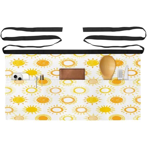 Lot de 3 demi-tabliers courts jaune Doodle Suns à triple poche frontale - 2