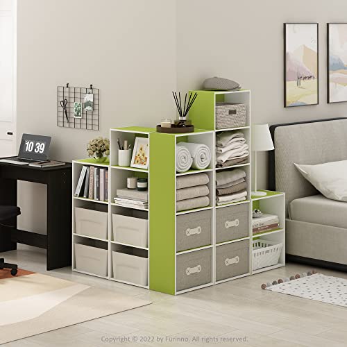 Image of Furinno Luder Bookcase / Book / Storage, Green /White, 2-Tier