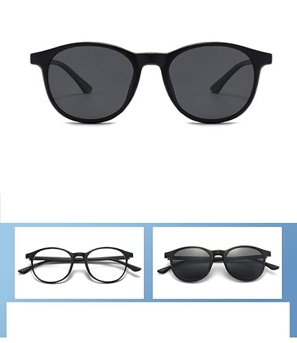 Armação de Óculos + 2 Lentes Clip On de Sol e Noturna Polarizadas e Resistentes para homens e mulher