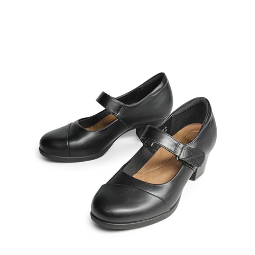 DREAM PAIRS Women's Chunky Low Block Closed Toe Heels Mary Janes Pumps Comfortable Round Toe Dress Work Wedding Shoes3