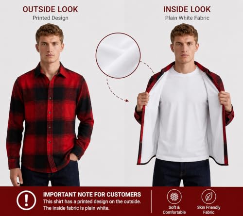 Image of DEEMOON Men's Premium Cotton Blend Printed Checkered Shirt | Full Sleeve Plaid Casual Button-Down Shirt | Soft & Comfortable Regular Fit | Office, Travel & Everyday Wear