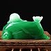 JSY Jade Laughing Buddha Statue - Green Happy Buddha Feng Shui Figurines Jade Buddha Wealth and Good Luck for Home & Office Décor - Inspirational Religious Happy Gifts