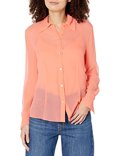 Vince Women's Sheer Crinkle Long Sleeve Shirt