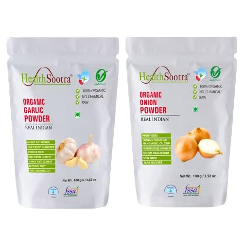 Healthsootra Organic Onion & Garlic Powder 400 gm (200g each) - Sun Dried and Natural, For cooking spices, baking purpose, chemical free (B07THJH3YT) Amazon Price History, Amazon Price Tracker