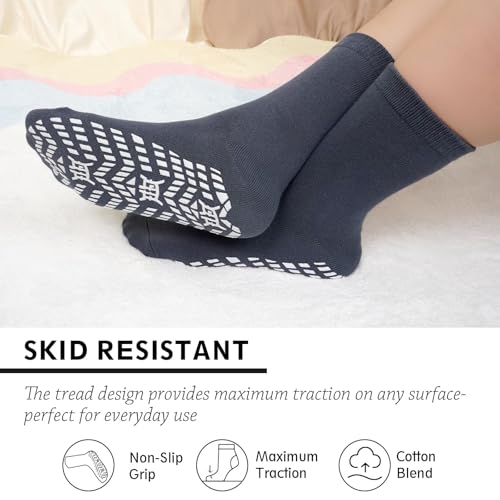 Image of ZAKASA Non Slip Grip Socks - Non Skid Crew Grippy Socks for Men Women Anti Slip Grippers for Elderly Hospital Yoga Pilates