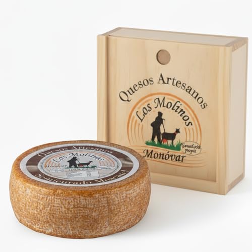 Queso Artesano Semi Curado 100% de Leche de Cabra Entero 500 gr | Queso Gourmet Elaboración Tradicional y Casera con Ganadería Propia | Sabor Único y Natural | Pack Premium Estuche de Madera