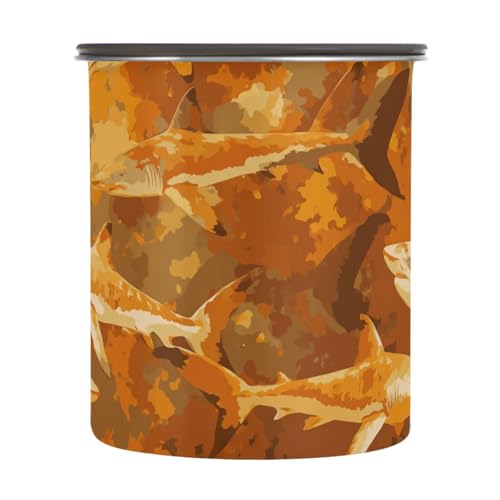 miaozhen Récipients de conservation alimentaire avec couvercles en acier inoxydable pour rangement et organisation de la cuisine - Topaze requin orange et marron -...