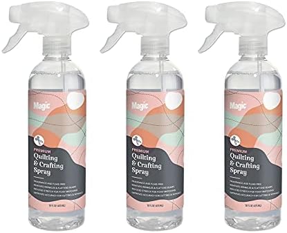Magic Premium Quilting & Crafting Spray Bottle – Fabric Spray for Cutting, Creasing, & Sewing – Best Press Spray Starch for Quilting to Flatten Seams & Wrinkles – Wrinkle Spray (16oz Trigger) 3 Pack