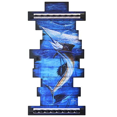 Rush Creek Creations - Guy Harvey 8 Bass Fishing Rod Holder for Garage, Wall Rack or Ceiling Mount Fishing Pole Holder, Vertical/Horizontal Wall Mounted Fishing Gear, Rod & Pole Storage Rack Organizer - Thumbnail 2