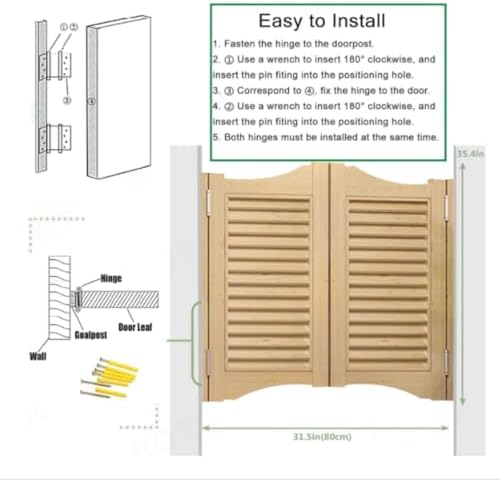 Custom Light Blue Solid Wood Interior Swinging Cafe Door, Half Door for Bar & Kitchen, Size: W140xH90cm (55.1" x 35.4") - Stylish Swinging Doors for Home Decor