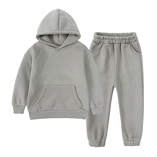 Image of MYGBCPJS Youth 2PCS Jogger Outfits Set Fleece Hooded + Sweatpants Boys Girls Athletic Sweatsuits Pullover Clothes