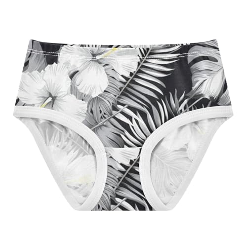 White Hibiscus Flowers Tropical Black Girl Panties Cute Girls Underwear Toddler Cotton Stylish Kids Undies Briefs 2t
