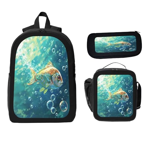 hongjinglin Mochila com 3 peças, ajustável, leve, com lancheira isolante e bolsa de lápis, mochila para laptop, Cor 11