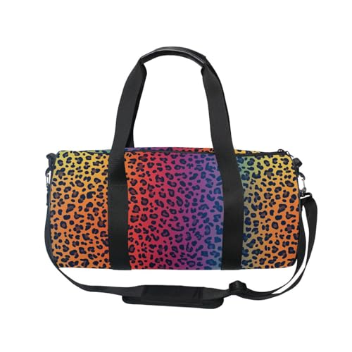 Color Leopard Sports Duffel Bag Durable Full Print Barrel Gym Bag with Multiple Pockets, Adjustable Shoulder Strap Ideal for Sports Gym Training Travel and Outdoor Use2