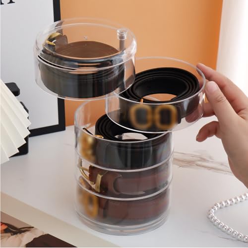 JINGHANGER 5 Ebenen Gürtelorganizer Acryl Aufbewahrung Halter Leder Gürtel Display Gürtelaufbewahrung Aufbewahrungsbox für Gürtel, Uhren und anderes Zubehör 11,5x22 cm