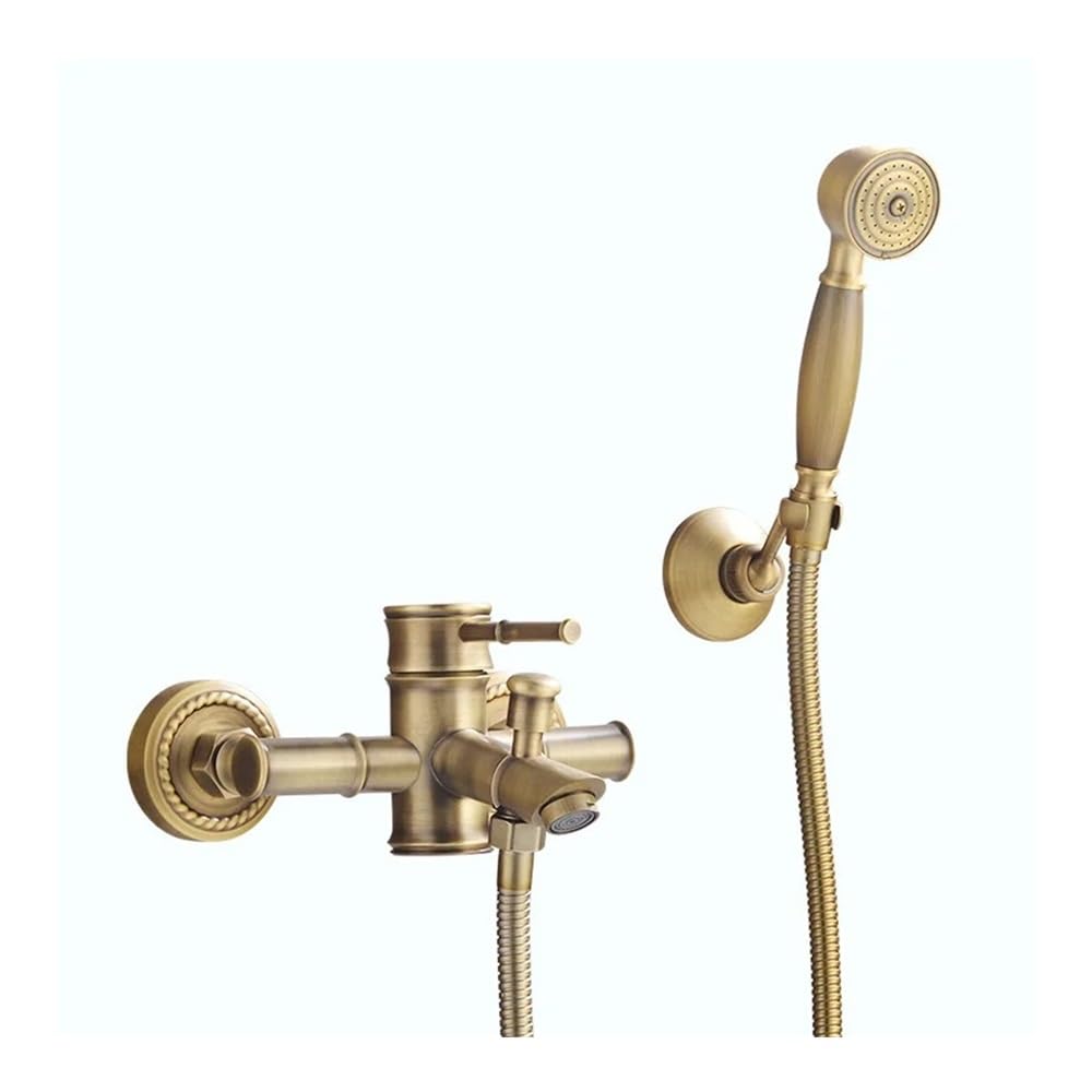 Blyqxs One Color Bathtub Shower Faucet Brass Antique Shower Set Simple Shower Bamboo Double Triple Shower Set Faucet Ss-2311(A)