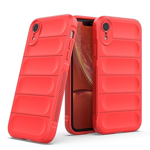 Image of Amazon Brand - Solimo Mobile Cover for Apple iPhone XR | Full Camera Protection | Liquid Silicon Case | Flexible Bumper Case for Apple iPhone XR (Red)