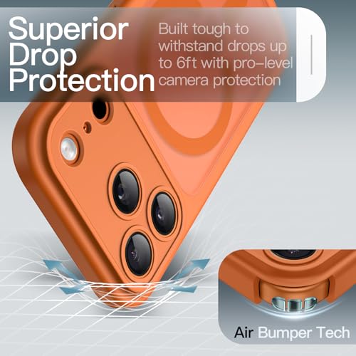 Image of JETech Magnetic Case for iPhone 17 Pro 6.3-Inch Compatible with MagSafe, Camera Lens Full Protection, Translucent Matte Back Slim Minimalist Shockproof Phone Cover (Orange)