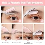 6 Pcs Eyebrow Trimmer Scissors with Comb, Curved Eye Brow Razor, Non-Slip Stainless Steel Facial Hair Removal Grooming, Brow Shaping Beard Shaving Kit Beauty Accessories for Women Men - Image 3