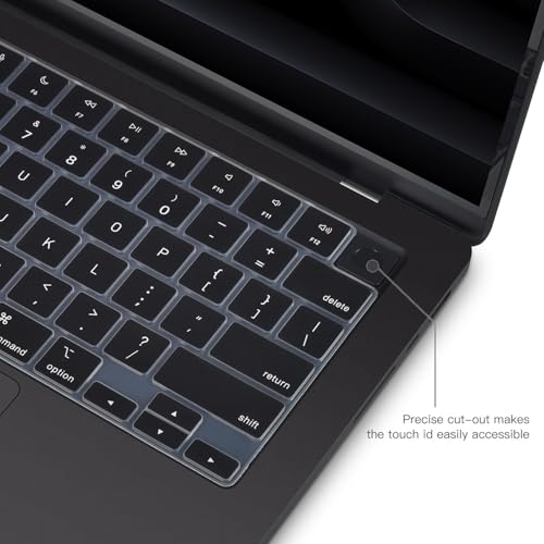 Image of OJOS Keyboard Protector Compatible with 2025 2024-2021 M4 M3 M2, Air 13.6 inch 15 inch A3240 A3113 A2681 A3241 A3114 A2941,Pro 14 inch 16 inch M4 M3 M2 M1 A3112 A3185 A3401 A3403 A3186 A2442 Cover Skin-Black
