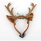 QMYS Elch-Geweih-Stirnband, Cosplay-Kostüm, für Hunde und Katzen, Haaraccessoires, Vamei Stücke Strickschal Rentiergeweih für Katze, Outfit, Dress Up Kleidung Xmas (M)