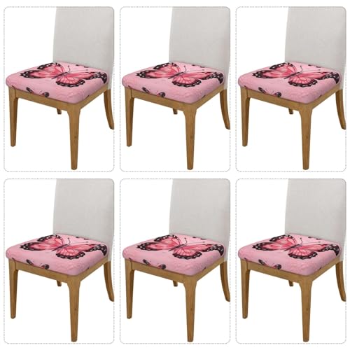 Housses de tabouret carrées élastiques velours rose lavables | Pack de 6 - 3