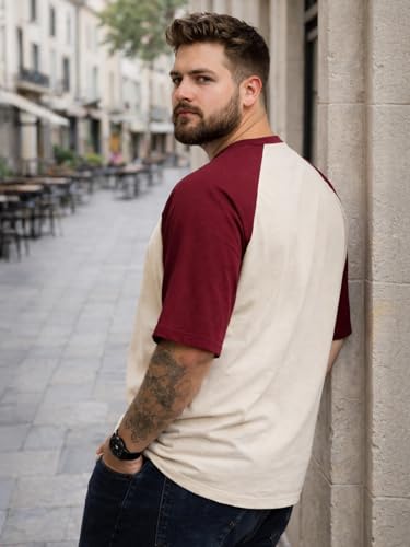 Image of Veirdo Men's 100% Pure Cotton Half Sleeve Plus Size Printed T-Shirt with Raglan Sleeve Stylish Comfortable & Durable Tees (Sizes: 2XL to 5XL)