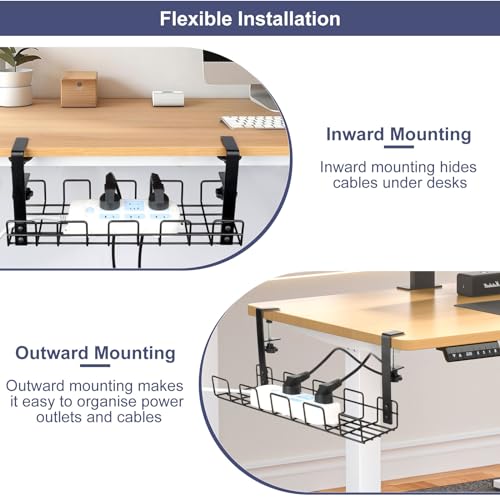 VFANDV Kabelmanagement Schreibtisch, Unter dem Kabelkanal Schreibtisch Ohne Bohren Klemmbar Kabel Organizer Tray Kabel Management Schwarz Kabelhalter Schreibtisch für Startseite Büro