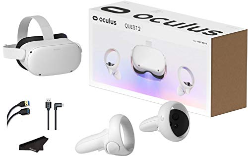 Oculus Quest 2 All-in-One VR Headset 64GB Advanced Virtual Reality Gaming Headset with GalliumPi Link Cable + USB Extension Cable + Cleaning Cloth Accessories Bundle