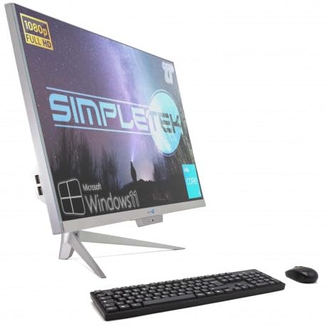 SIMPLETEK PC All in One RGB Core i3 Windows 11 Pro 27" Full HD RAM 16 GB SSD 2 TB | Webcam Integrata, WiFi5, Bluetooth | Computer Fisso Desktop