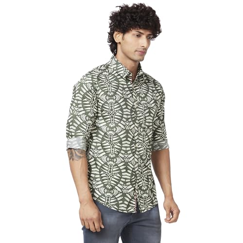 Image of Spykar Men's Regular Fit N /A Full Sleeve Printed Casual Shirts