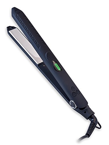 TI Style Professional Titanium Flat Iron for Hair - Salon Quality for Fast & Easy Straightening or Curling Hair - Temperature Control (265F - 450F) - LCD Display - Free Heat-Resistant Purse (Black)