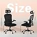 Ergonomic Office Chair, Mesh Desk Chair with Headrest, Lumbar Support, Thick Seat Cushion, Flip-up Arms, High Back Computer Task Chairs for Home Office, Black/Silver
