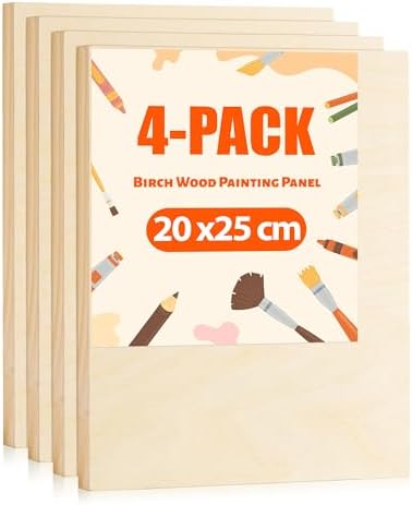 ROWOOD Wooden Canvas for Painting, 8x10 Inch Canvas Panels 4 Piec...