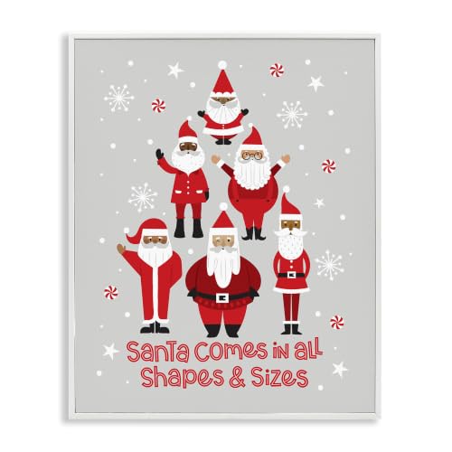 Santa All Shapes Sizes Christmas, 11 x 14 Inch Framed Giclée Print