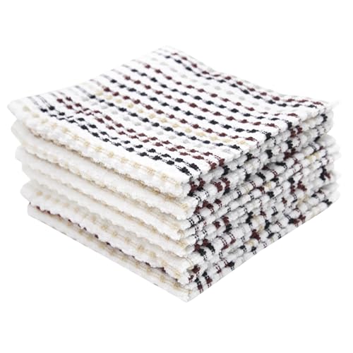 S: Highly Absorbent And Super Soft, 100% Cotton, Durable Super Absorbent Kitchen Bar Towels For Wiping Tables And Counters, 12x12, 6-pack, Neutral