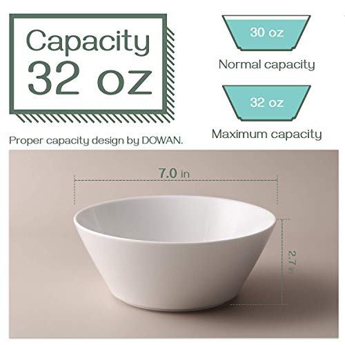 Dowan Ceramic Soup Bowls, 32 Ounces White Ramen Bowl For Noodle, Porcelain Salad Bowls Set Of 4, Large Cereal Snack Bowls For Kitchen, Dishwasher & Microwave Safe #TOP2