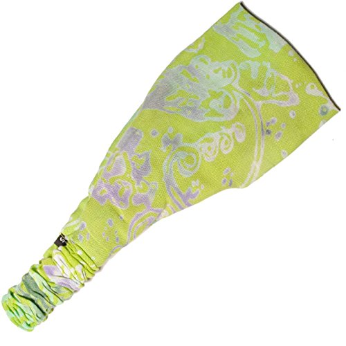 Bali jungle print rayon yoga fitness headband-Lime-One size