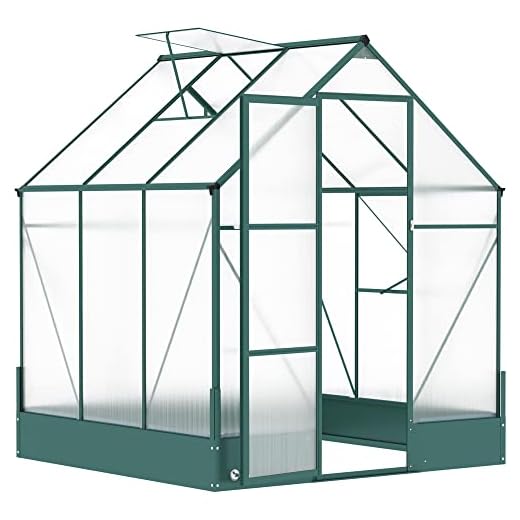 Outsunny 6' x 6' x 7' Walk-in Plant Greenhouse for Backyard/Outdoor Use with Temperature Controlled Window, Aluminum Frame, PC Board