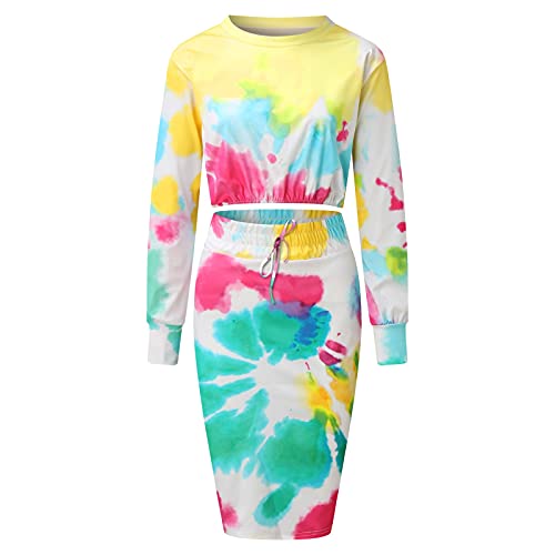 Aniywn Women 2 Piece Outfits Skirt Suit Long Sleeve Crop Top and Midi Pencil Skirt Sets Casual Work Business Formal Dress Set Green