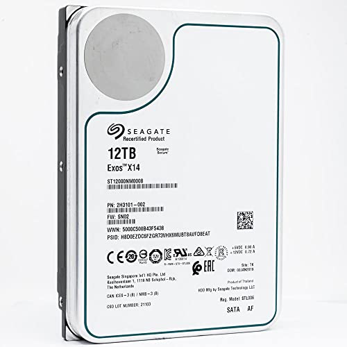 Image of Seagate 12TB HDD Exos X14 SATA 6Gb /s 512e 7200RPM 3.5 inch Enterprise Hard Drive (Renewed)