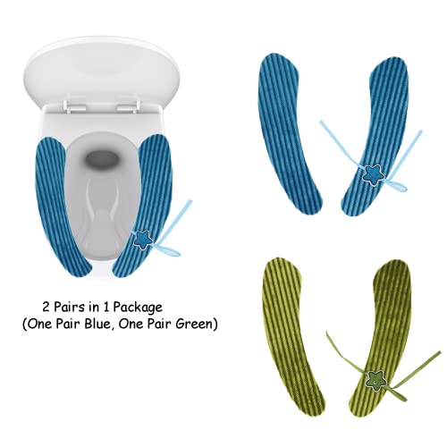 2 Pairs Pack Soft Warm Padded Toilet Seat Cover Washable Reuse Toilet Pads, Suitable For Toilet Rings Easy To Apply #TOP1