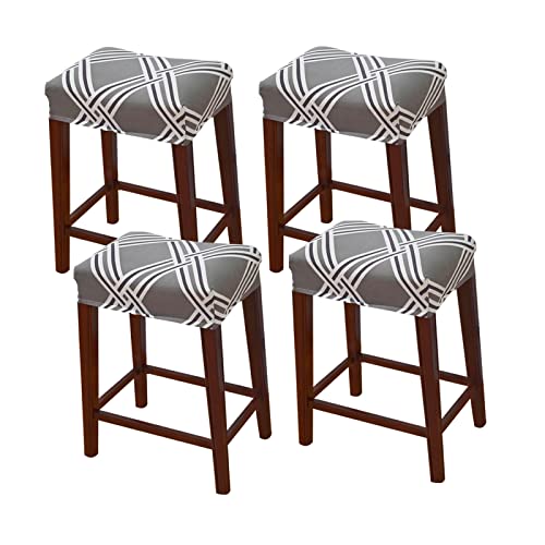 Fuangui 4 Pieces Rectangle Bar Stool Cover Printed Bar Stool Seat Cover Stretch Washable Stool Upholstered Slipcover For Dining Room Living Room With Nonslip Elastic Band,11 #TOP11